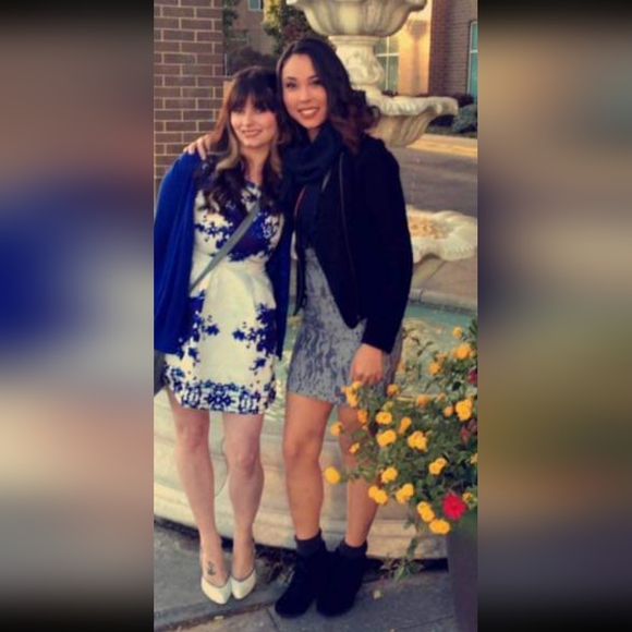 White and Blue Floral Dress - Picture 6 of 7